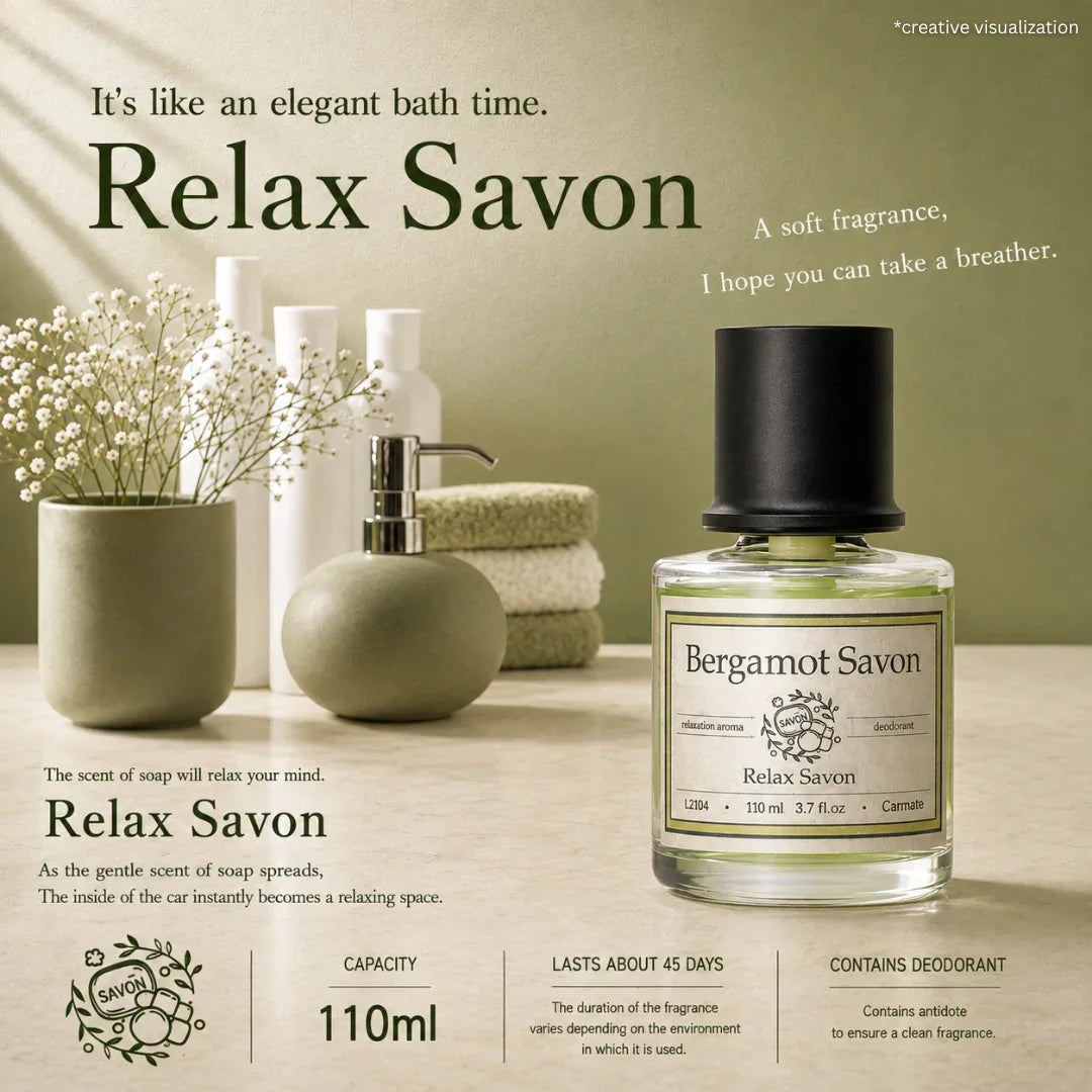 Carmate Bergamot Savon Relax Soap Car Air Freshener – 110ml Premium Japanese Deodorizer