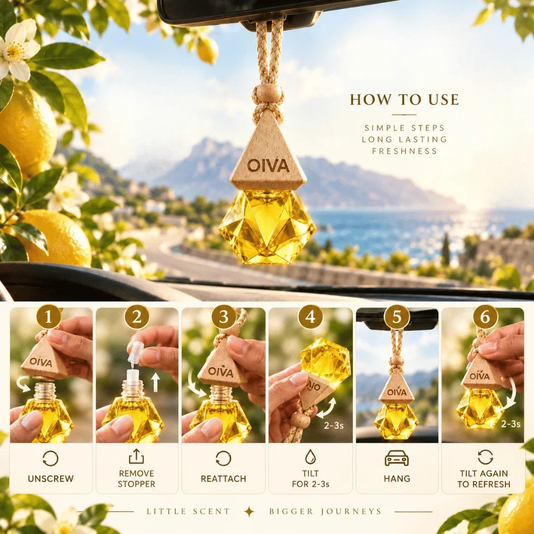 •	OIVA luxury car perfume Citrus Krush – long-lasting car air freshener India