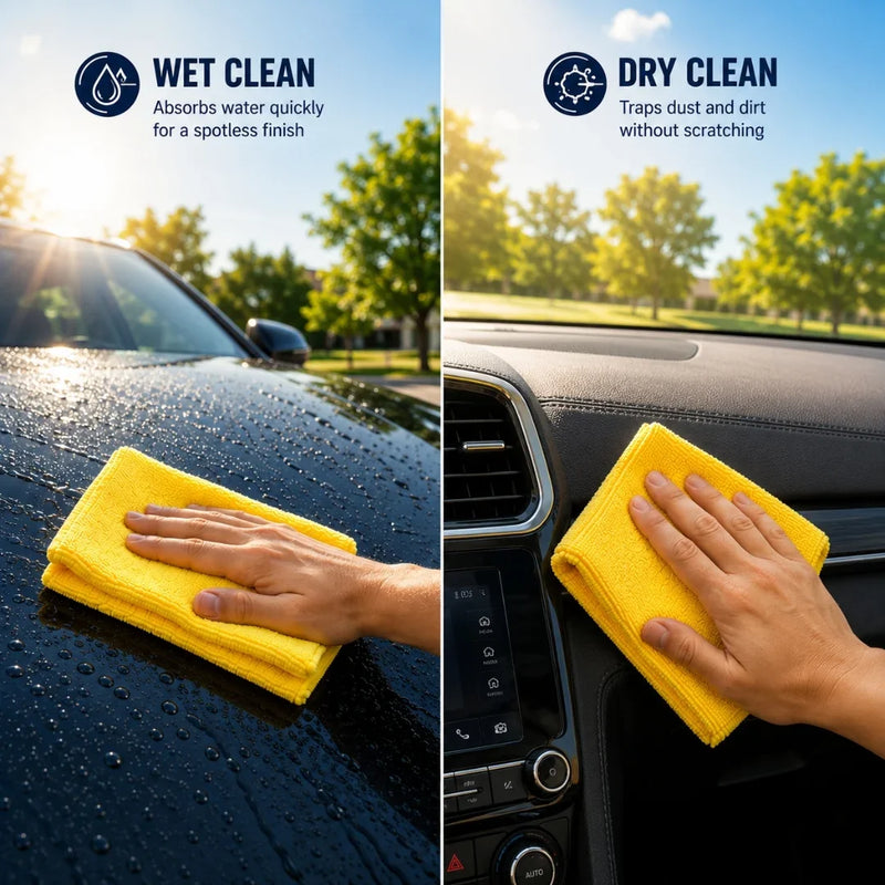 Microfiber Towel 800 GSM – Pack of 2 Premium Plush Car Drying & Buffing Towels