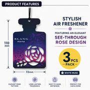 Carmate Blang Hanging Rose White Musk Car Air Freshener | Pack of 3