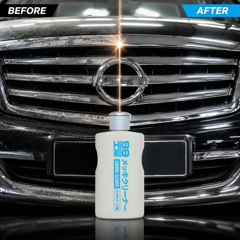 Soft99 Chrome Cleaner – 125ml | Non-Abrasive Liquid Polish for Chrome Parts – Restores Shine & Mirror Finish – Easy-to-Use Emulsion for Grills, Bumpers, Exhaust Pipes & More