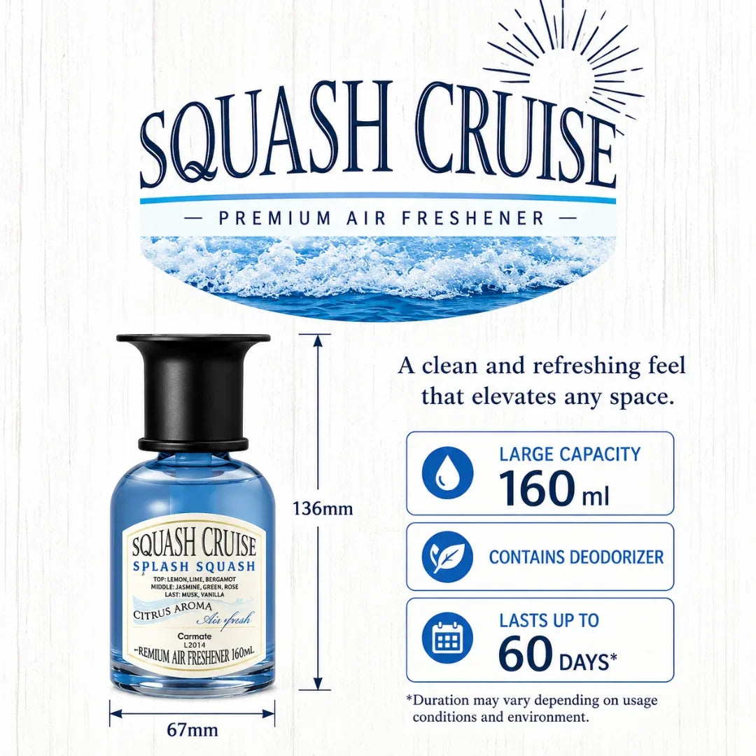 Carmate SQUASH CRUISE LIQUID SPLASH SQUASH, CAR PERFUME, SPLASH OF FRAGRANCE TO ENHANCE YOUR DRIVING COMFORT, LONG LASTING 160 ml