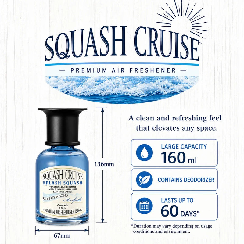 Carmate SQUASH CRUISE LIQUID SPLASH SQUASH, CAR PERFUME, SPLASH OF FRAGRANCE TO ENHANCE YOUR DRIVING COMFORT, LONG LASTING 160 ml