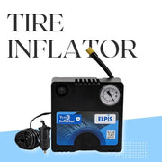 Portable car tire inflator with pressure gauge and 12V adapter for quick auto tire inflation