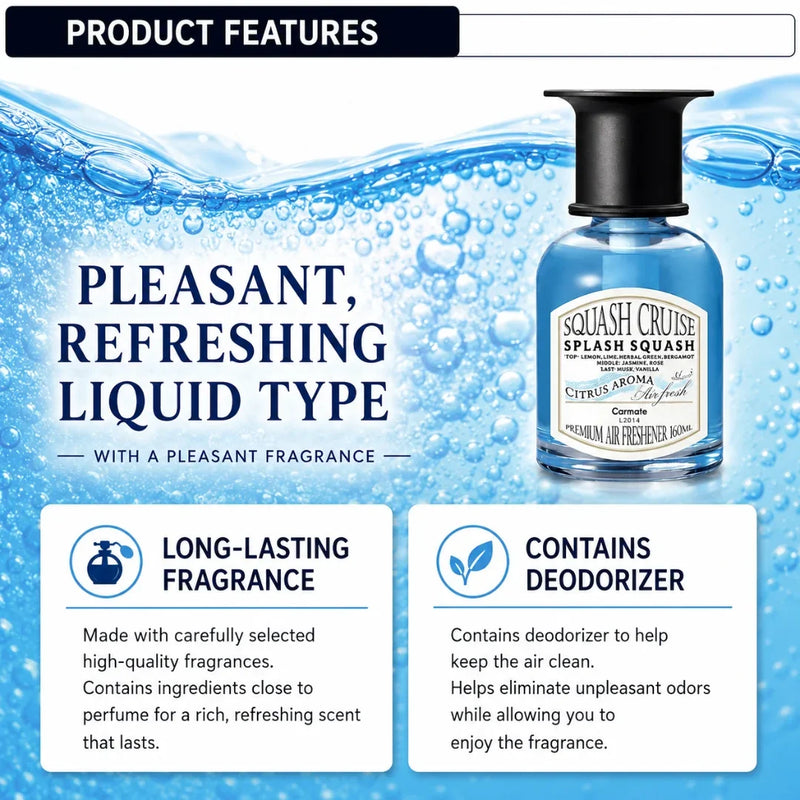 Carmate SQUASH CRUISE LIQUID SPLASH SQUASH, CAR PERFUME, SPLASH OF FRAGRANCE TO ENHANCE YOUR DRIVING COMFORT, LONG LASTING 160 ml