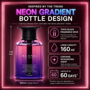 Neon gradient car perfume bottle with 160ml capacity, thick wick, deodorizing agent, lasts 60 days