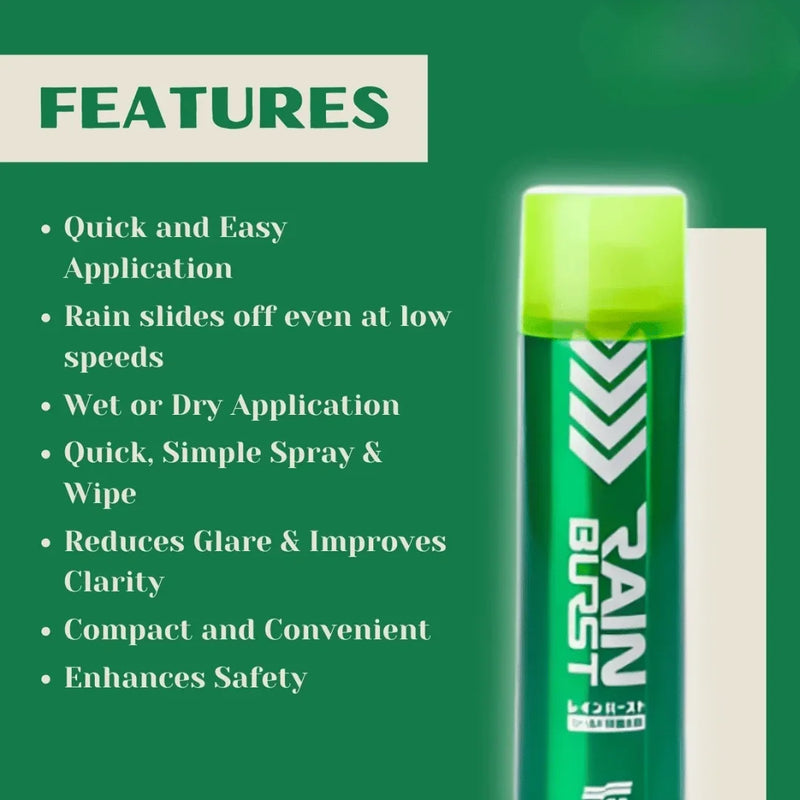 Soft99 Rain Burst – 70ml | Instant Water-Repellent Windshield Coating for Extreme Rain