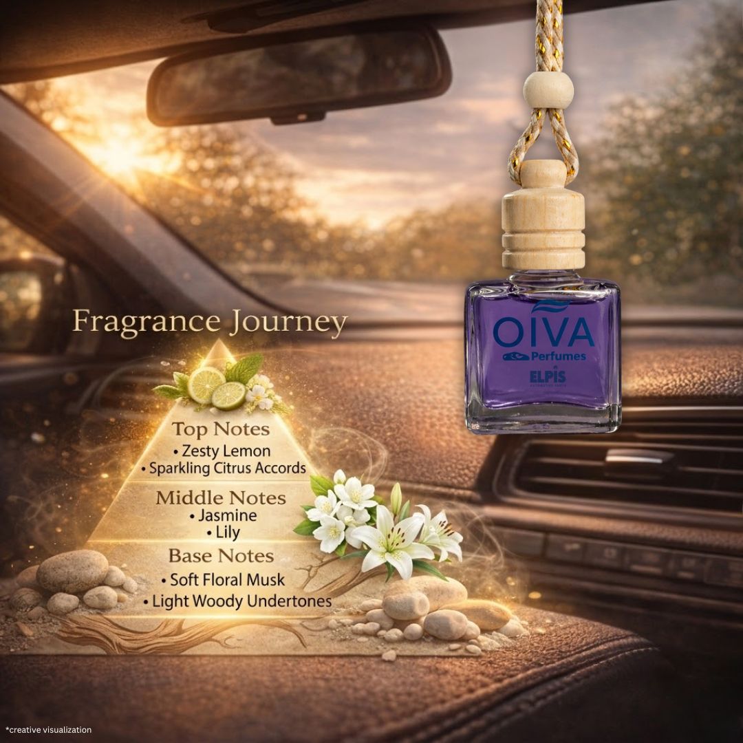 Elpis OIVA Orchid Bloom + Polar Mist Car Perfume Combo (Pack of 2) – Long-Lasting Luxury Car Air Freshener with Lemon Citrus, Jasmine, Lily & Fresh Floral Notes