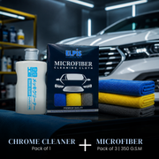 Soft99 Chrome Cleaner + Microfiber Cloth 350 GSM Combo