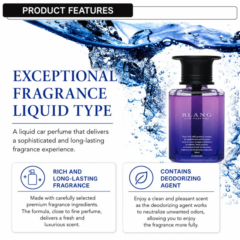BLANG liquid car perfume with long-lasting fragrance and deodorizing agent, 160ml Carmate