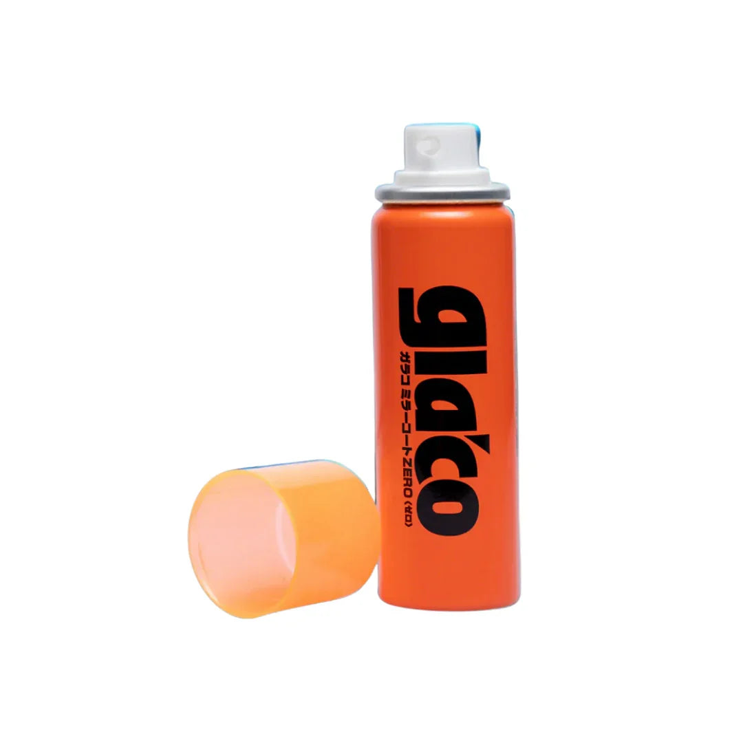 Soft99 Glaco Mirror Coat Zero bottle with cap removed beside it
