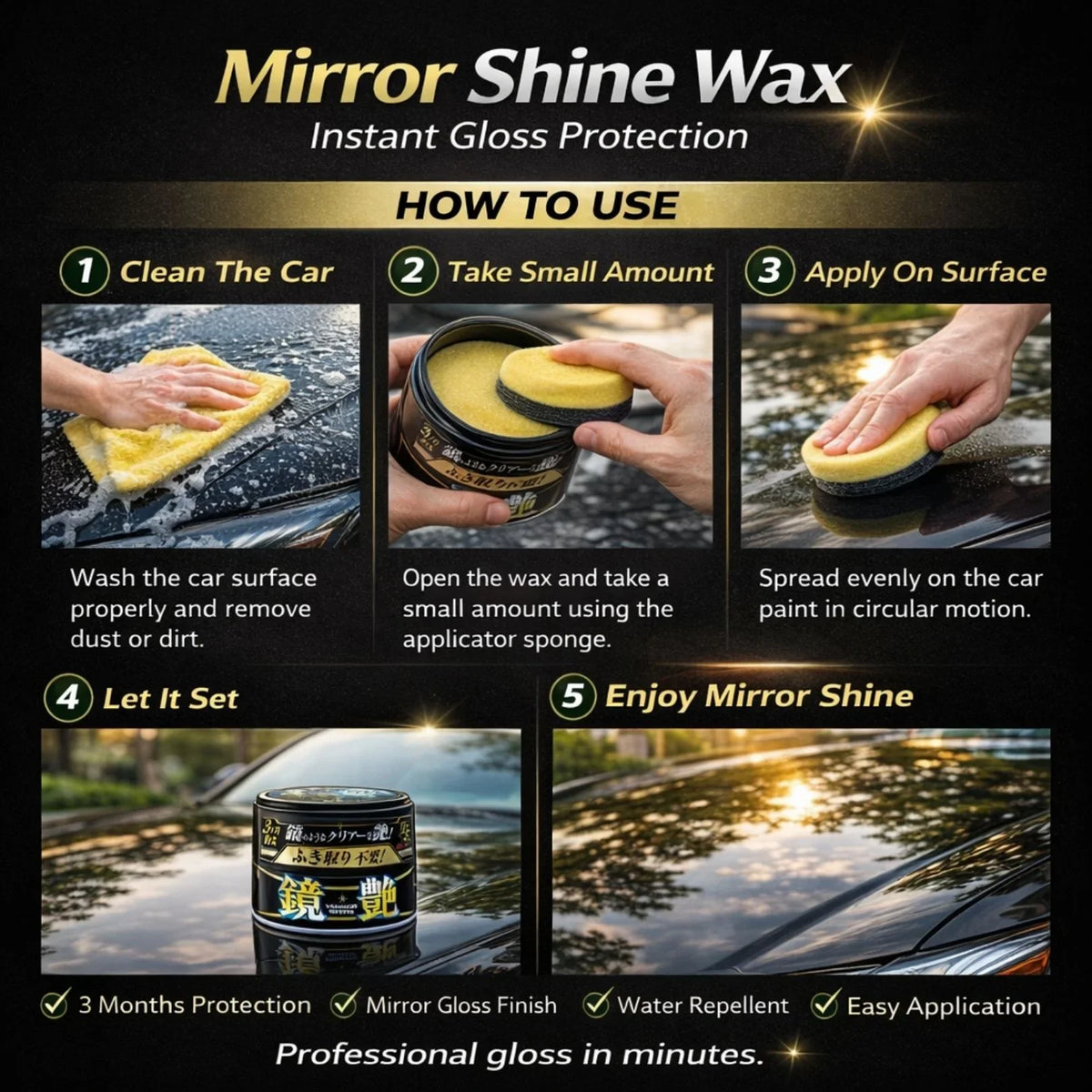 SOFT99 Mirror Shine Dark Wax – 200g, Car Paint Wax for Gloss Enhancement & Protection, Made in Japan