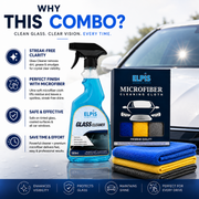 Elpis Glass Cleaner & Microfiber Cloth 350 GSM – Pack of 3
