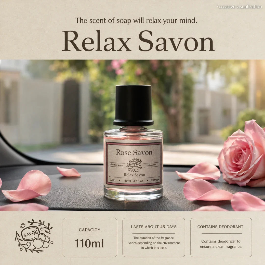 Carmate Rose Savon Car Perfume (110ml) – Relax Savon Collection by Carmate