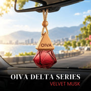 OIVA Velvet Musk car hanging perfume 8ml – premium glass bottle with wooden diffusion cap