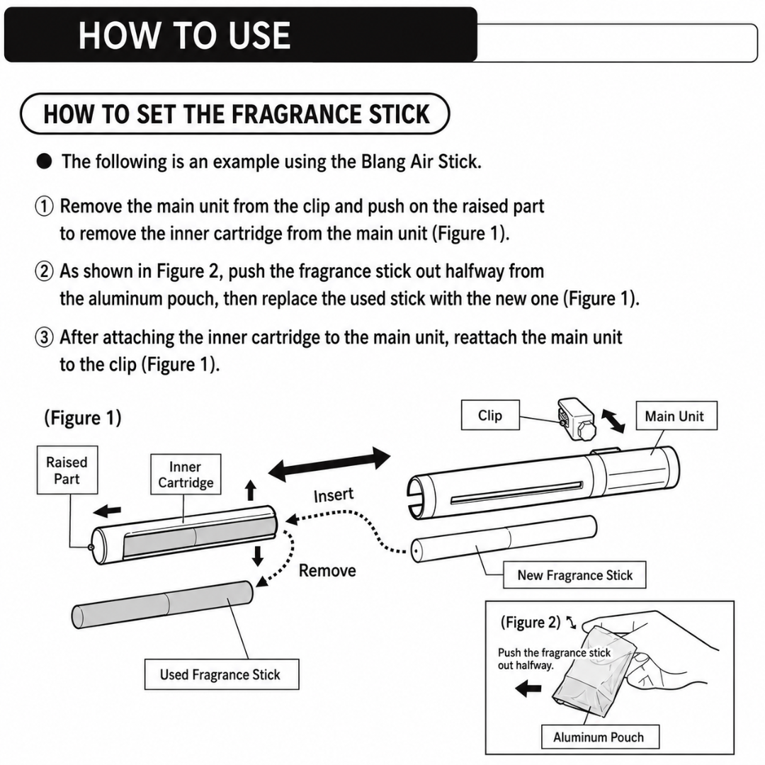 Blang Air Stick Car Perfume Refill – White Musk Fragrance Cartridge for AC Vent Perfume Stick