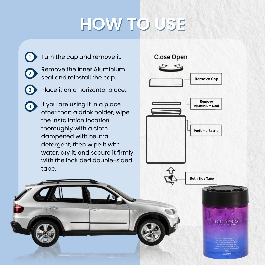 Carmate BLANG Gel Large Car Perfume – White Musk | Luxury Long-Lasting Gel Air Freshener & Deodorizer (160g)