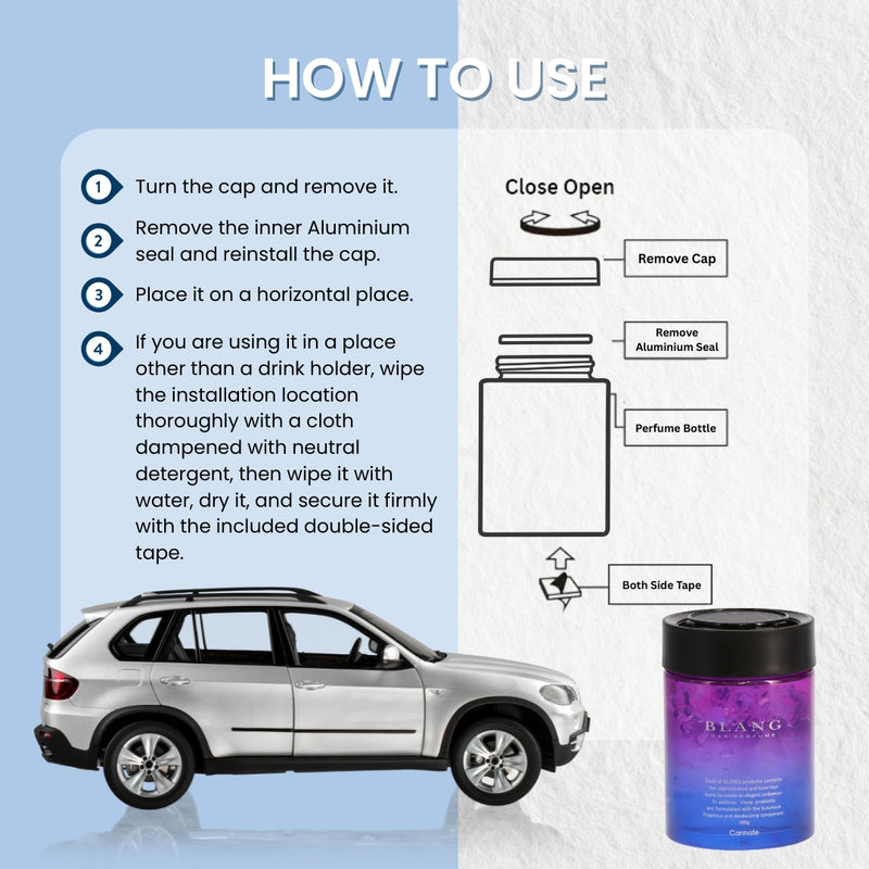 Carmate BLANG Gel Large Car Perfume – White Musk | Luxury Long-Lasting Gel Air Freshener & Deodorizer (160g)