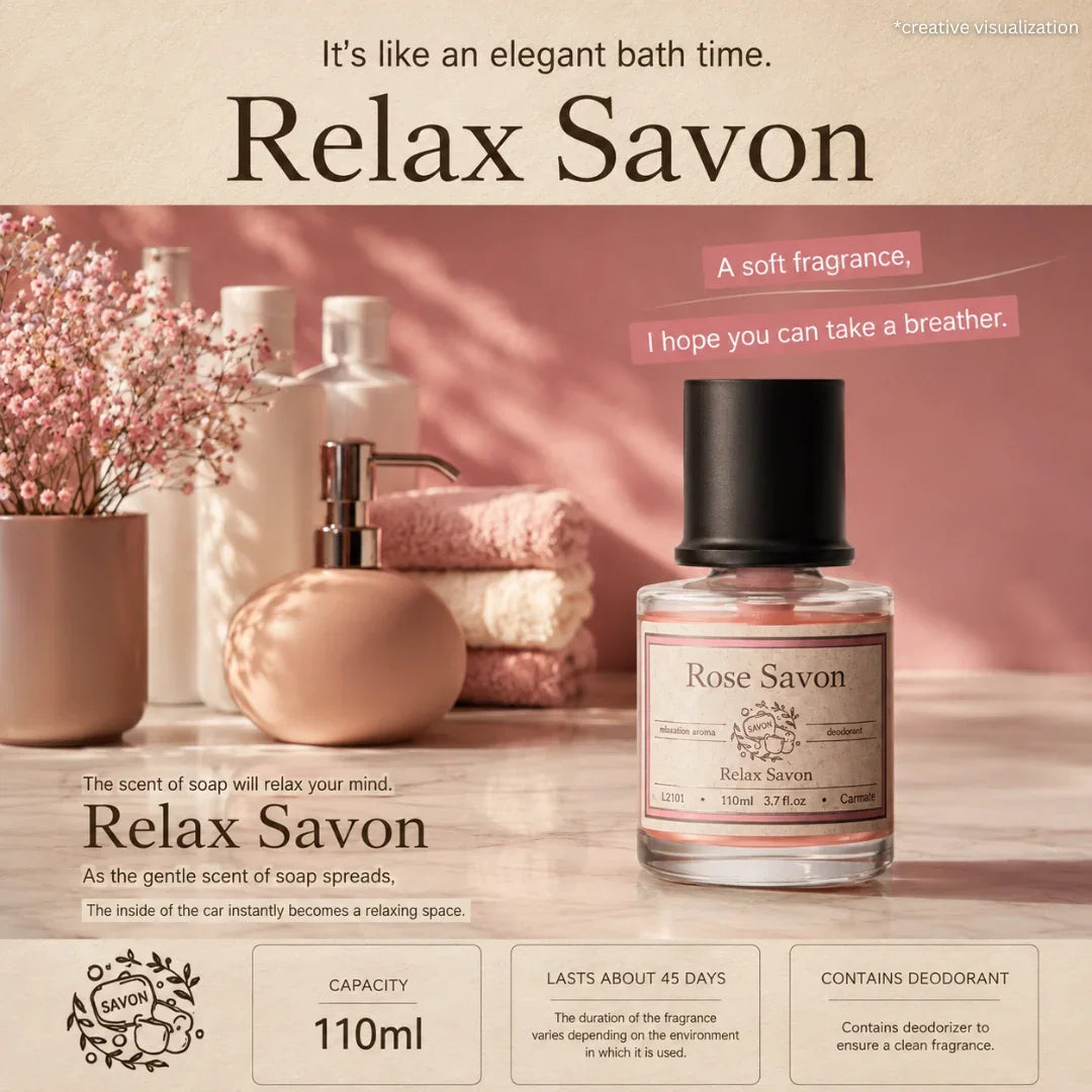 Carmate Rose Savon Car Perfume (110ml) – Relax Savon Collection by Carmate