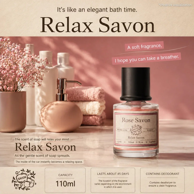 Carmate Rose Savon Car Perfume (110ml) – Relax Savon Collection by Carmate