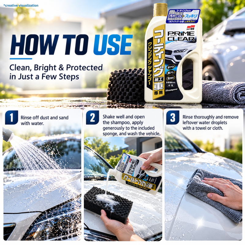 SOFT99 Prime Clear Shampoo 750ml – Cleansing Shampoo for Car Body Wash