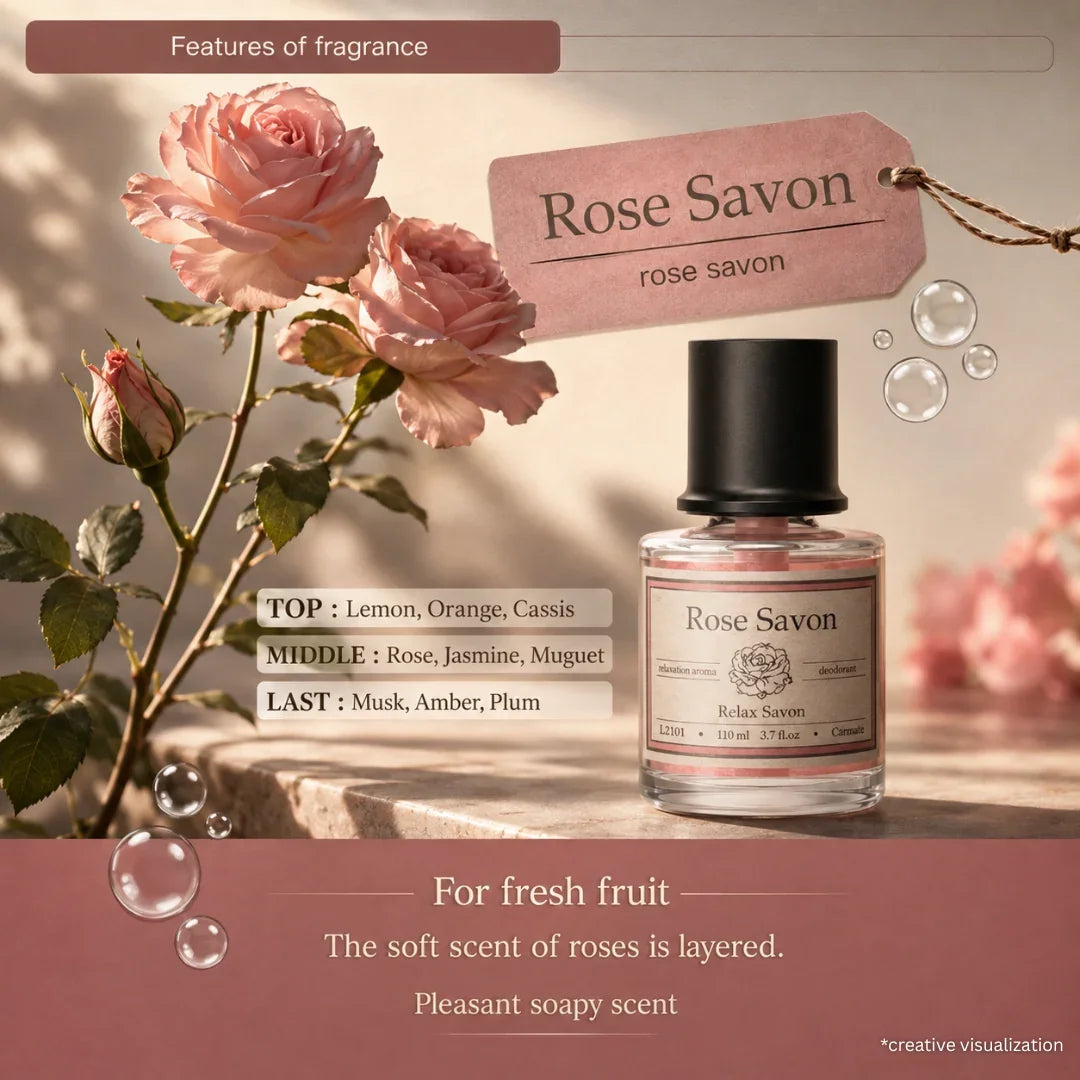 Carmate Rose Savon Car Perfume (110ml) – Relax Savon Collection by Carmate