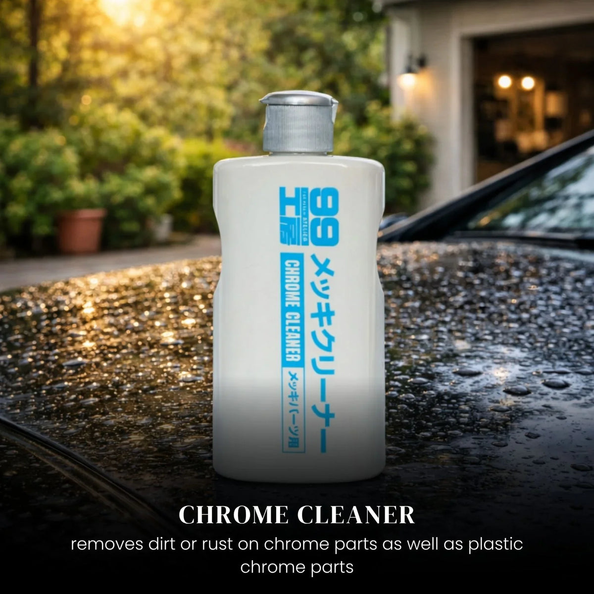 Soft99 Chrome Cleaner – 125ml | Non-Abrasive Liquid Polish for Chrome Parts – Restores Shine & Mirror Finish – Easy-to-Use Emulsion for Grills, Bumpers, Exhaust Pipes & More