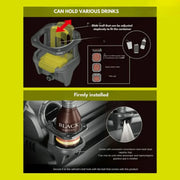 Adjustable car cup holder for drinks, firmly installs in vehicle bolt hole with hook, holds bottles & cans
