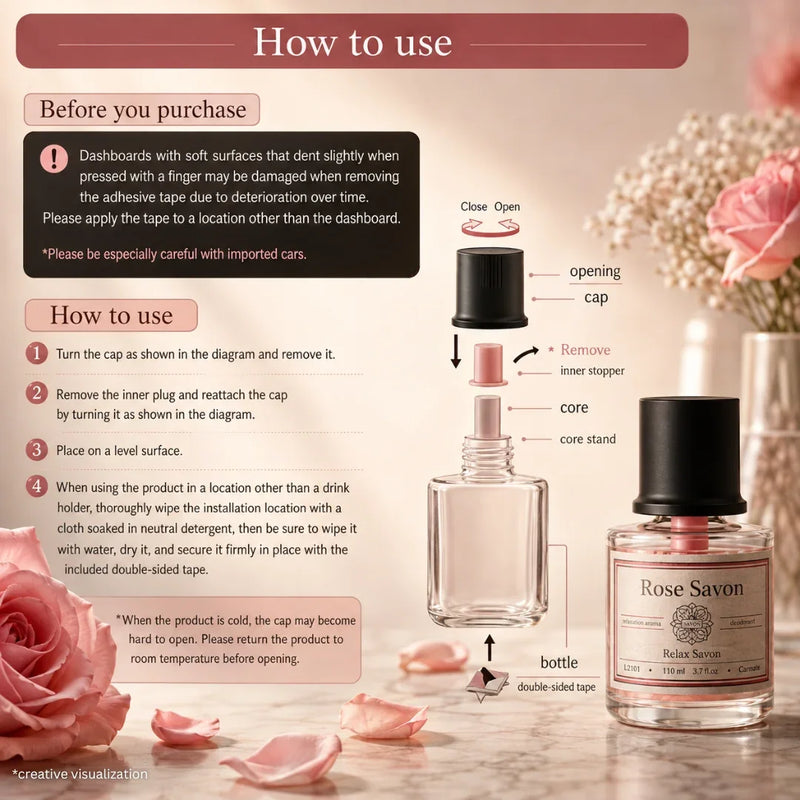 Carmate Rose Savon Car Perfume (110ml) – Relax Savon Collection by Carmate