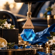 OIVA Aqua Breeze car hanging perfume 8ml – premium glass bottle with wooden diffusion cap