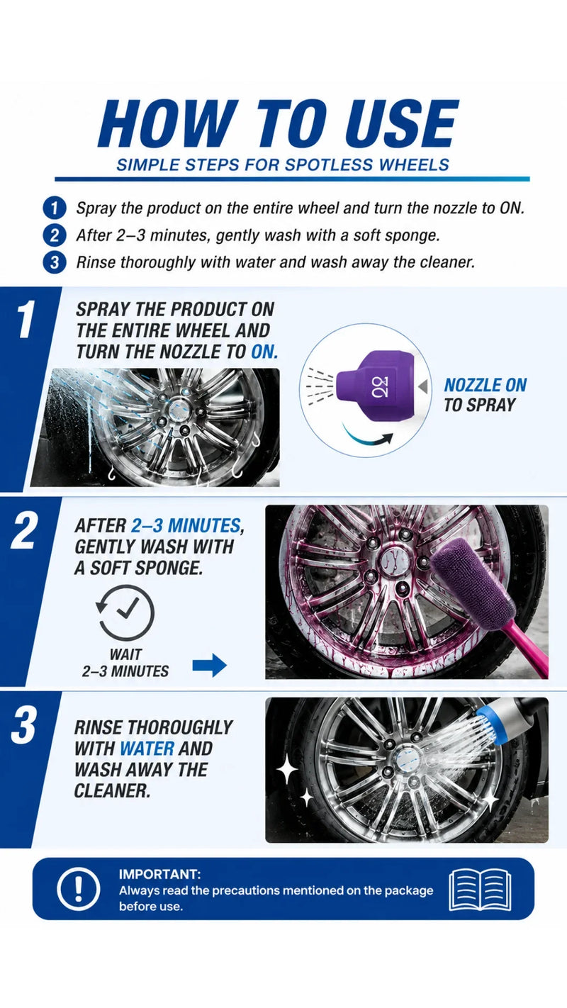 Carmate Wheel Cleaner for Brake Dust | Safe for Aluminum Wheels | Powerful Alloy Rim Cleaner & Degreaser | Restores Shine & Removes Road Grime – 500ml