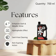 Carmate Dark & Metallic Car Shampoo – Rich Foam, Paint-Safe Formula, Deep Shine with Water Beading Effect