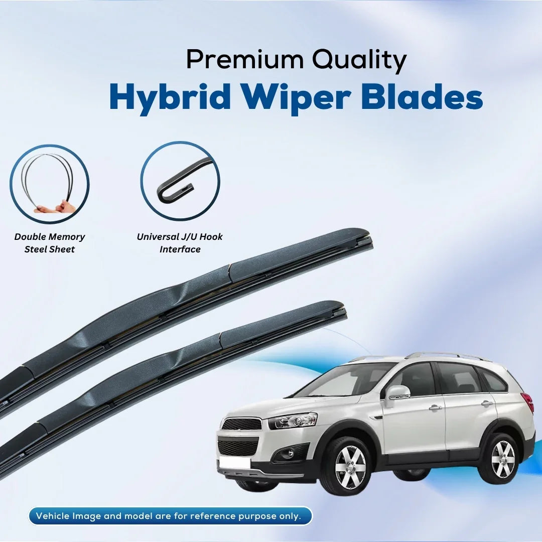 Premium hybrid wiper blades with double memory steel sheet and universal J/U hook for cars