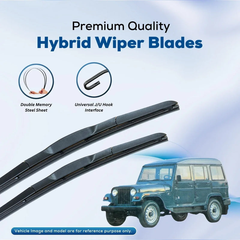 Premium hybrid wiper blades with double memory steel sheet and universal J/U hook interface for cars