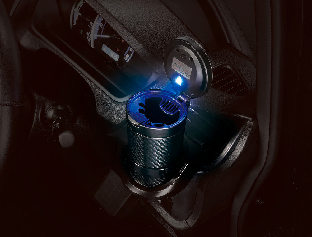 Car Dustbin with Carbon Fiber Finish & Blue LED