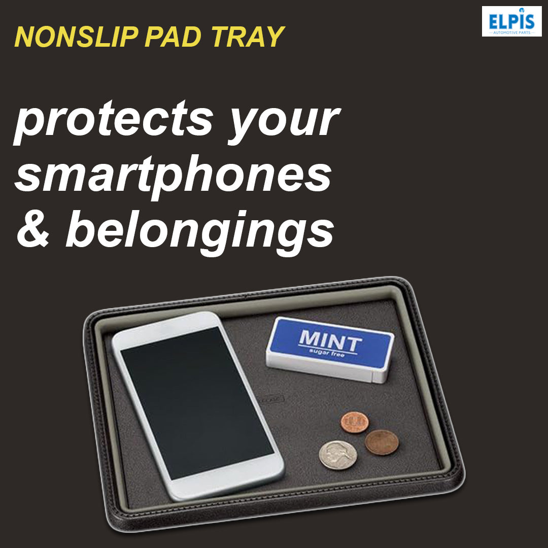 Non-Slip Pad Tray Type L Size Leather-like Gray - Elpis Auto