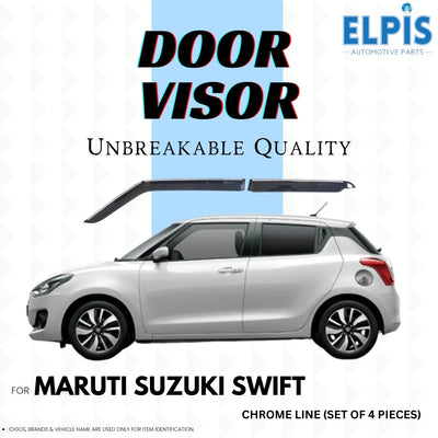 Chrome Door Visor for Maruti Suzuki Swift (2022 Onwards) | Set of 4 with 3M Tape