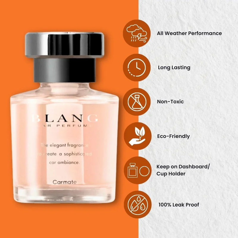 BLANG Carmate car perfume bottle with long-lasting, leak-proof, eco-friendly features for dashboard use