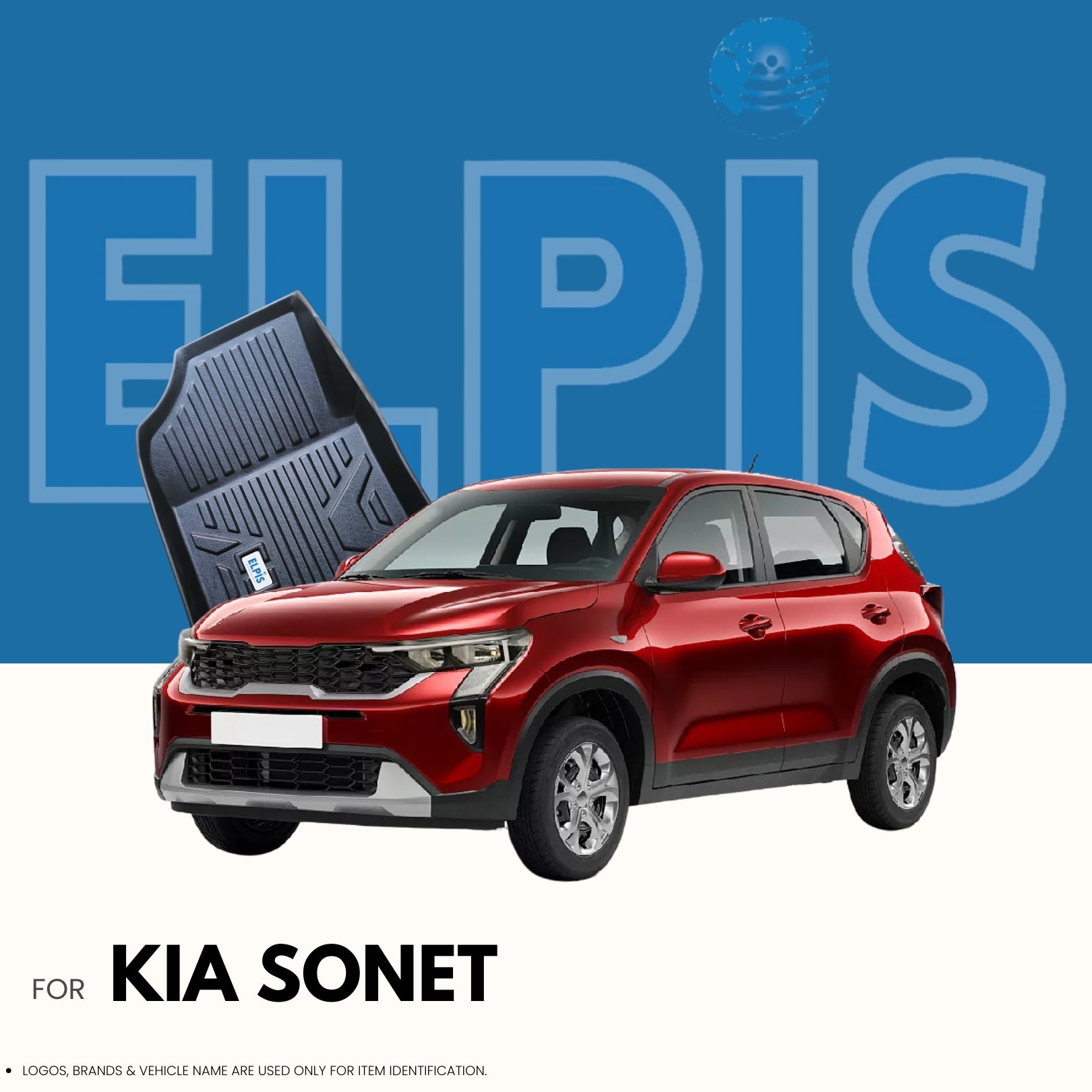 Black car floor mat for Kia Sonet, premium automotive accessory with textured grip design
