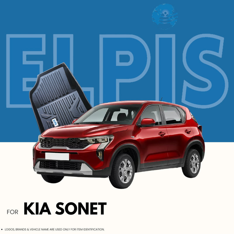 Black car floor mat for Kia Sonet, premium automotive accessory with textured grip design