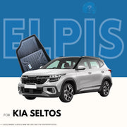 Black car floor mat for Kia Seltos SUV, premium automotive accessory with textured design