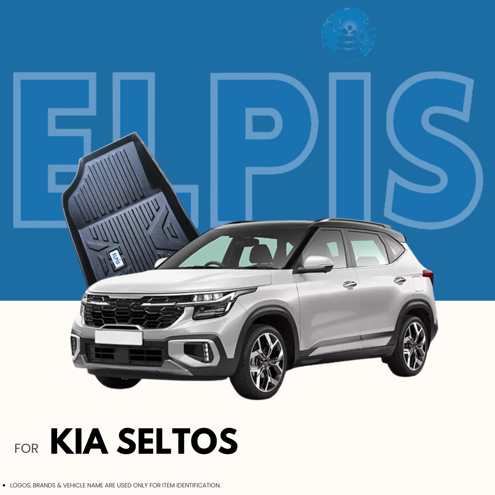 Black car floor mat for Kia Seltos SUV, premium automotive accessory with textured design