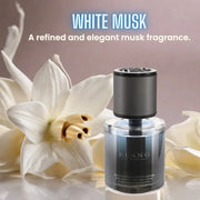 White Musk car perfume with elegant floral design, long-lasting fragrance for vehicle interior