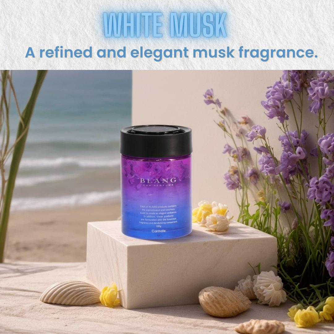 Carmate BLANG Gel Large Car Perfume – White Musk | Luxury Long-Lasting Gel Air Freshener & Deodorizer (160g)