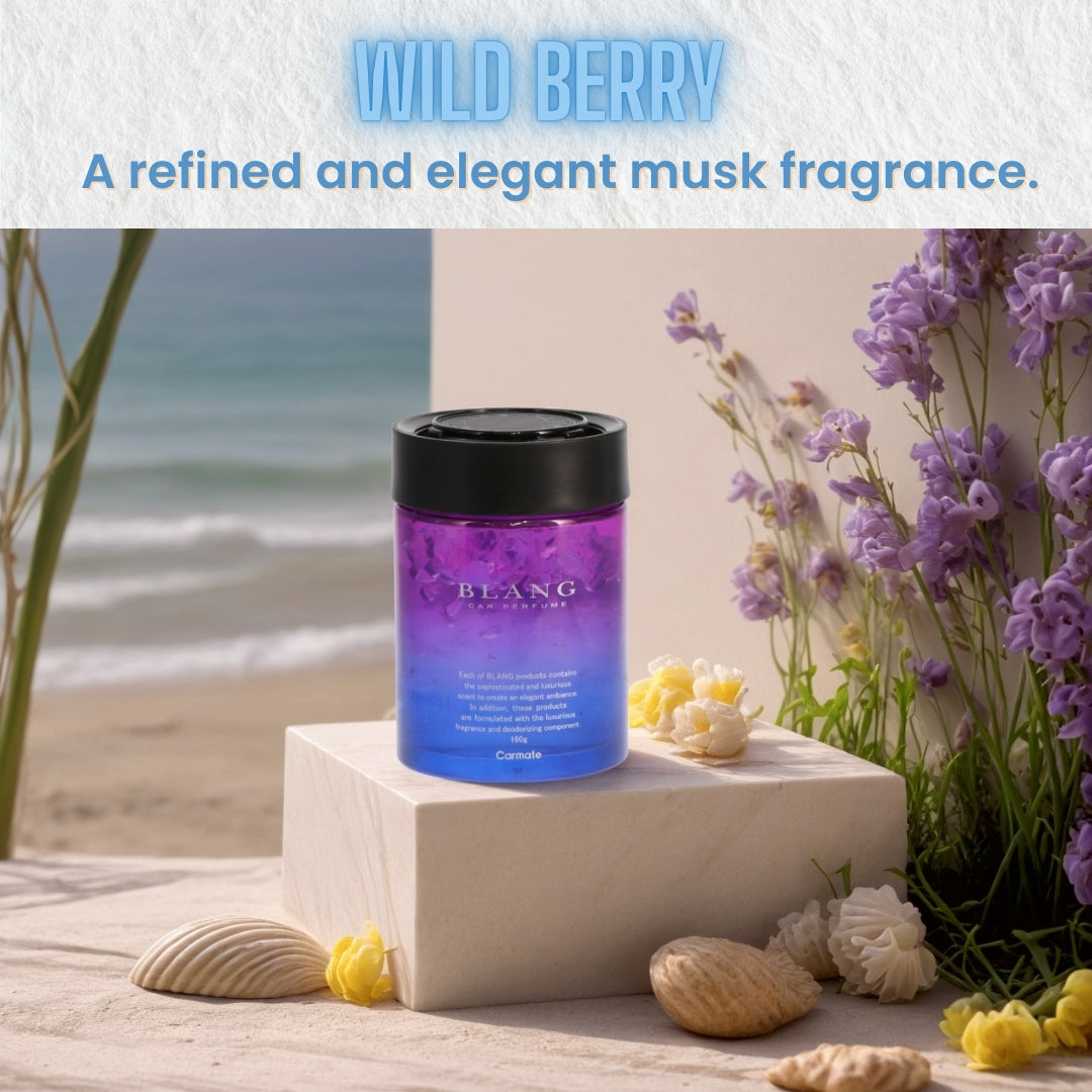 Carmate BLANG Gel Car Perfume Wild Berry – Luxury Long-Lasting Air Freshener with Musk & Floral Notes, 160g Deodorizing Gel by Carmate