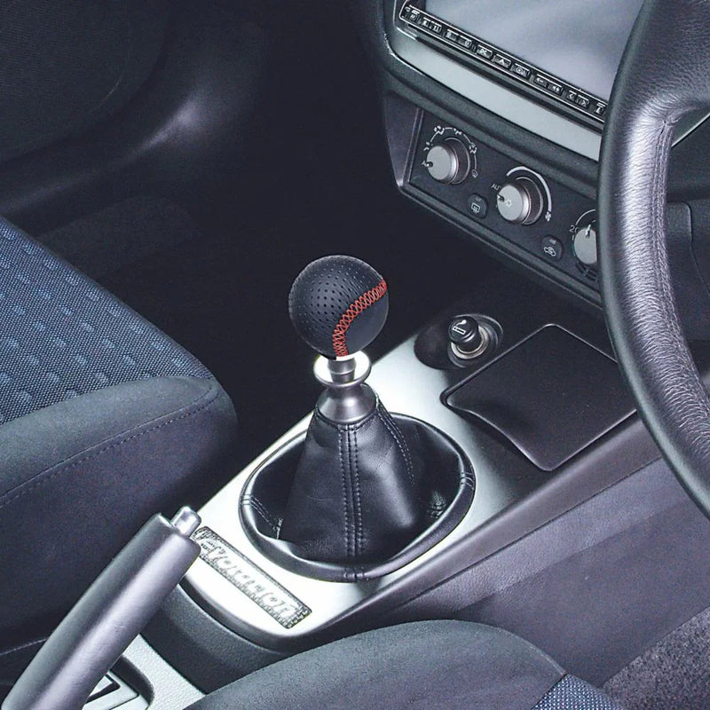 Leather Gear Knob with Red Stitching – Premium Car Interior Upgrade - Elpis Auto