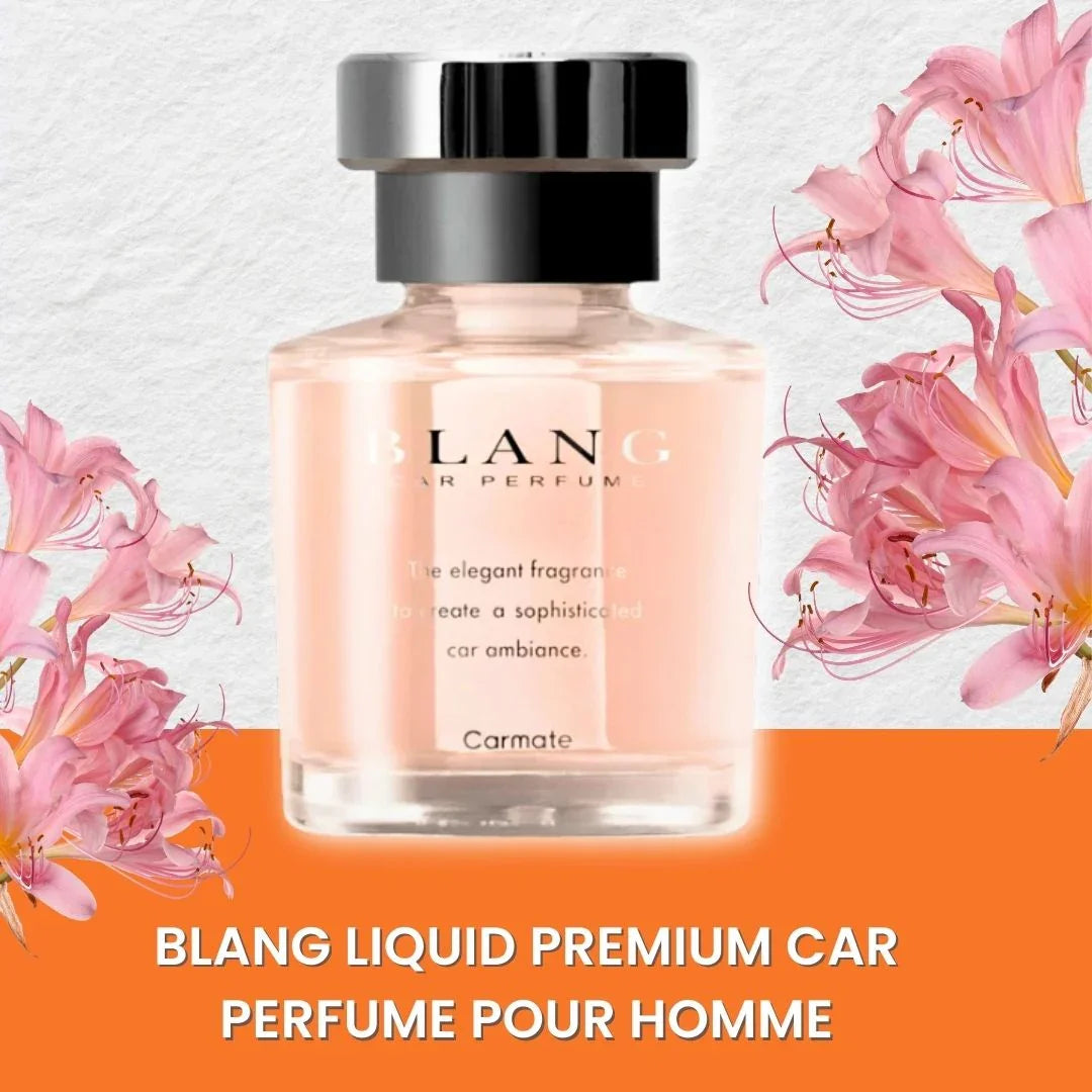 BLANG Liquid Premium Car Perfume Pour Homme with elegant fragrance for sophisticated car ambiance, pink floral design