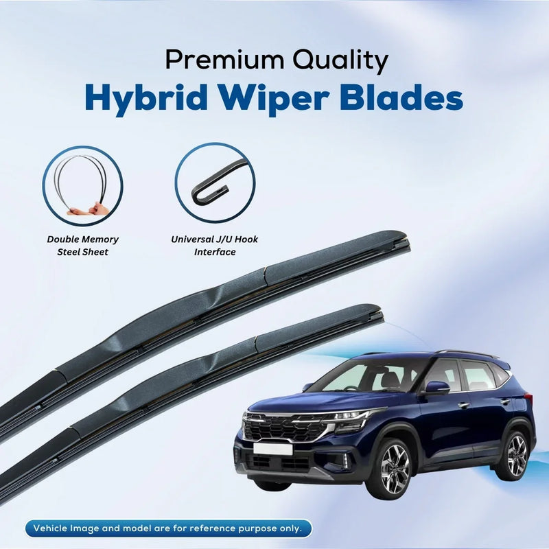 Premium hybrid wiper blades with double memory steel sheet and universal J/U hook for cars