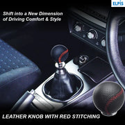 Leather Gear Knob with Red Stitching – Premium Car Interior Upgrade - Elpis Auto