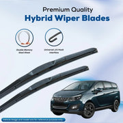 Premium hybrid wiper blades with double memory steel sheet and universal J/U hook for clear visibility